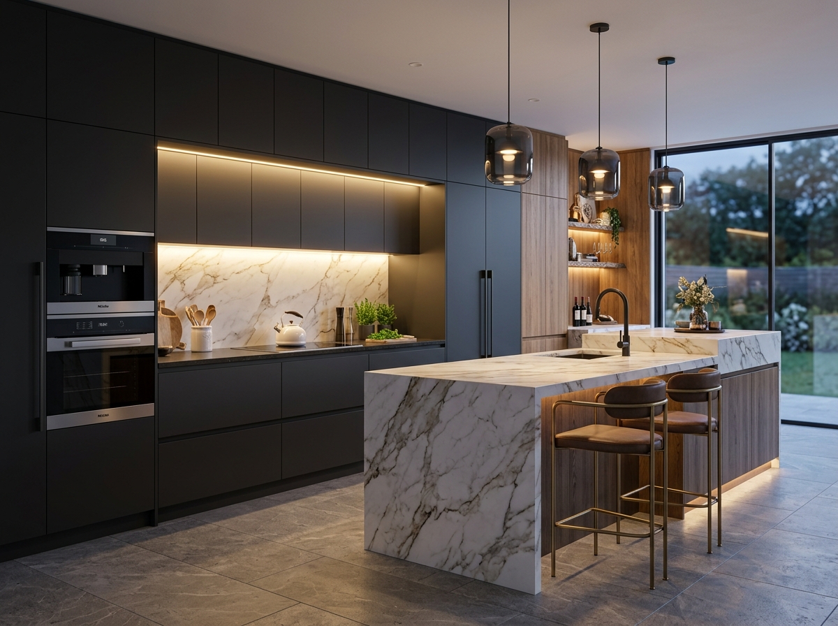 Custom Kitchen & Marble Island